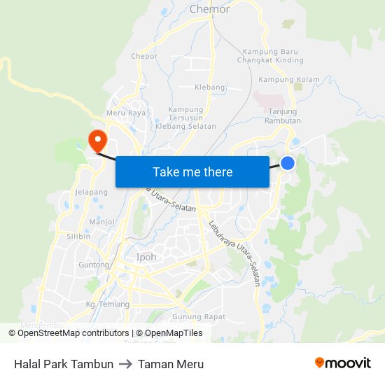 Halal Park Tambun to Taman Meru map