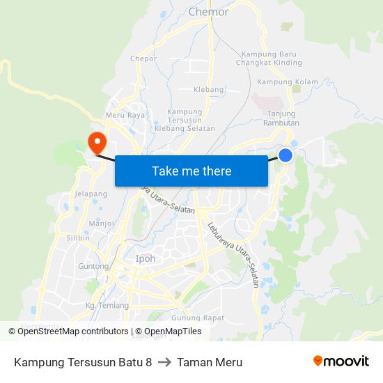 Kampung Tersusun Batu 8 to Taman Meru map