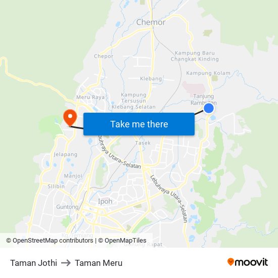 Taman Jothi to Taman Meru map