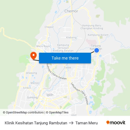 Klinik Kesihatan Tanjung Rambutan to Taman Meru map