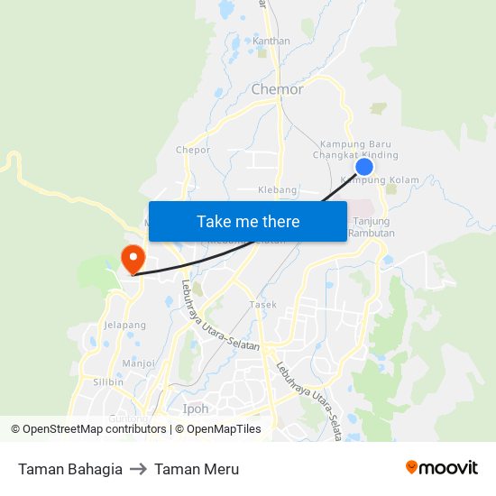 Taman Bahagia to Taman Meru map