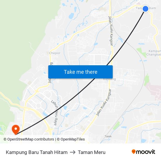 Kampung Baru Tanah Hitam to Taman Meru map