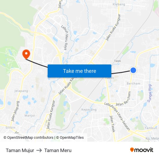 Taman Mujur to Taman Meru map