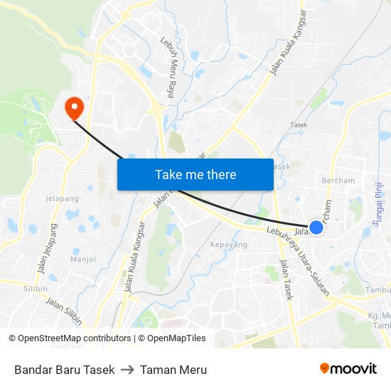 Bandar Baru Tasek to Taman Meru map