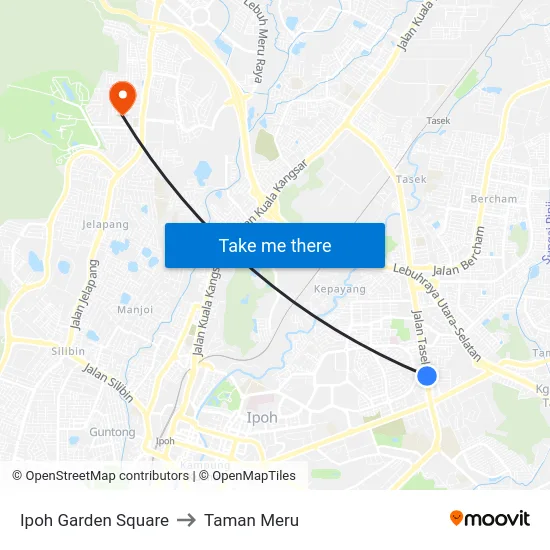 Ipoh Garden Square to Taman Meru map