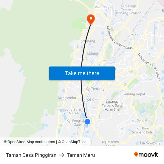 Taman Desa Pinggiran to Taman Meru map