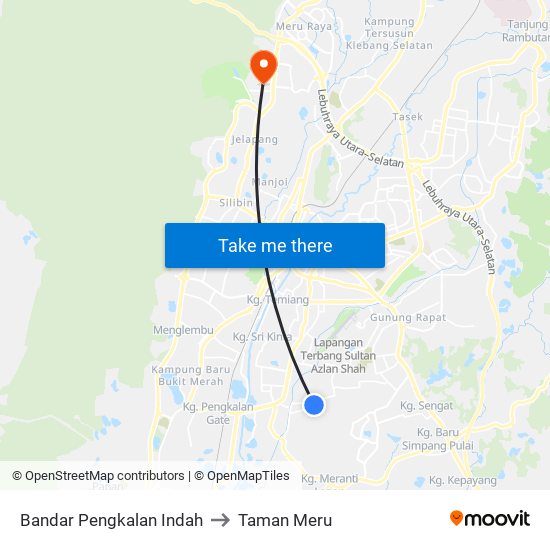 Bandar Pengkalan Indah to Taman Meru map