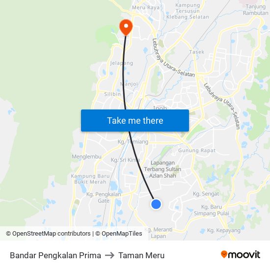 Bandar Pengkalan Prima to Taman Meru map