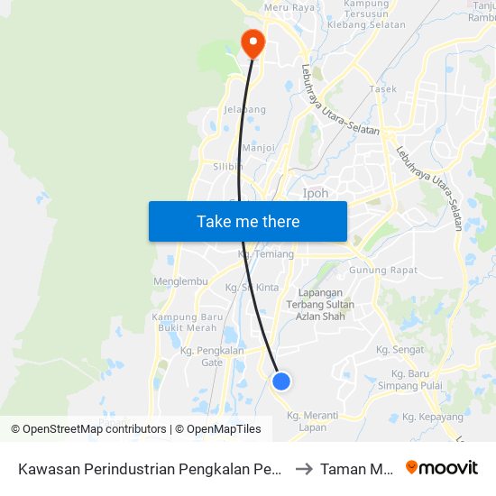 Kawasan Perindustrian Pengkalan Pegoh 1 to Taman Meru map