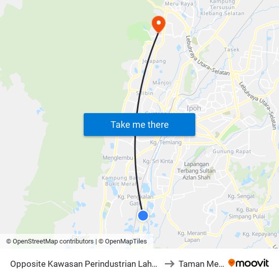 Opposite Kawasan Perindustrian Lahat 1 to Taman Meru map