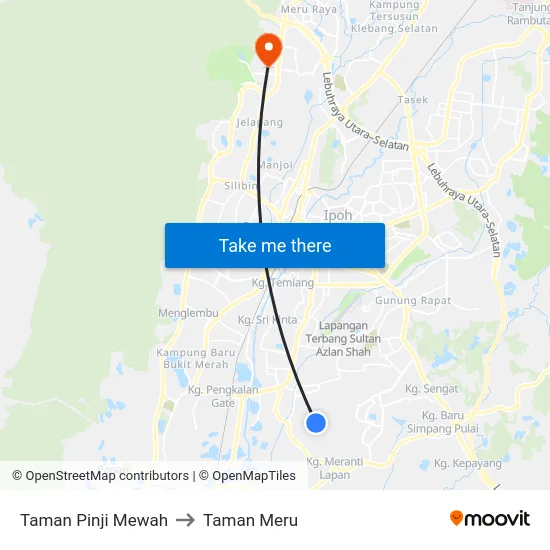 Taman Pinji Mewah to Taman Meru map