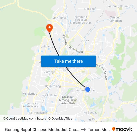 Gunung Rapat Chinese Methodist Church to Taman Meru map