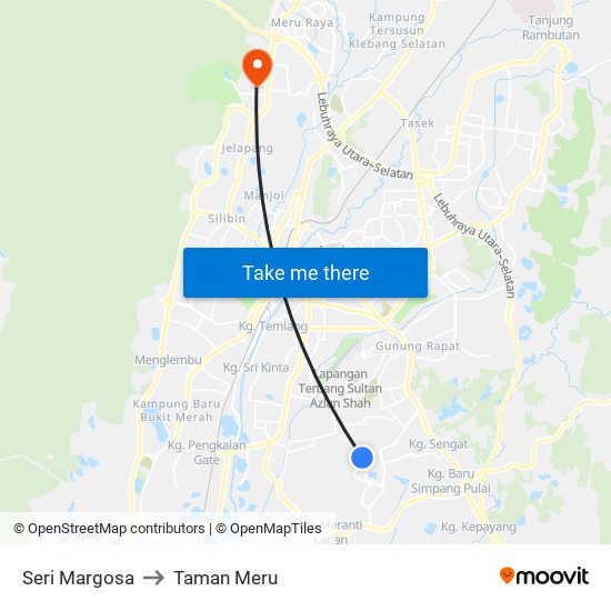 Seri Margosa to Taman Meru map