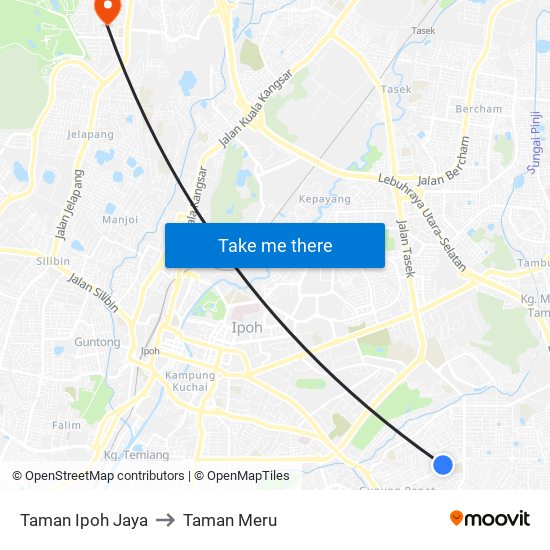 Taman Ipoh Jaya to Taman Meru map