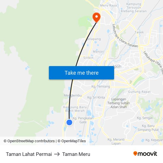 Taman Lahat Permai to Taman Meru map