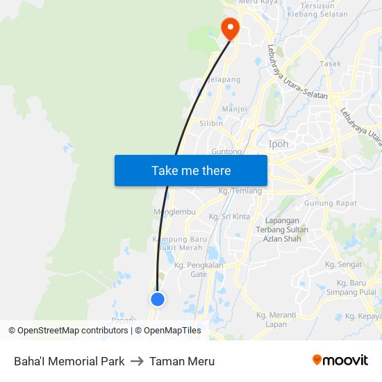 Baha'I Memorial Park to Taman Meru map