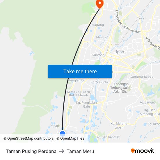 Taman Pusing Perdana to Taman Meru map