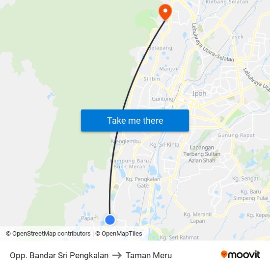 Opp. Bandar Sri Pengkalan to Taman Meru map