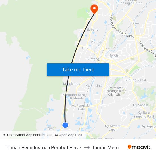 Taman Perindustrian Perabot Perak to Taman Meru map