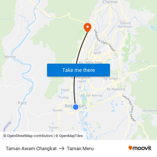 Taman Awam Changkat to Taman Meru map