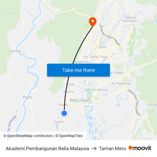 Akademi Pembangunan Belia Malaysia to Taman Meru map