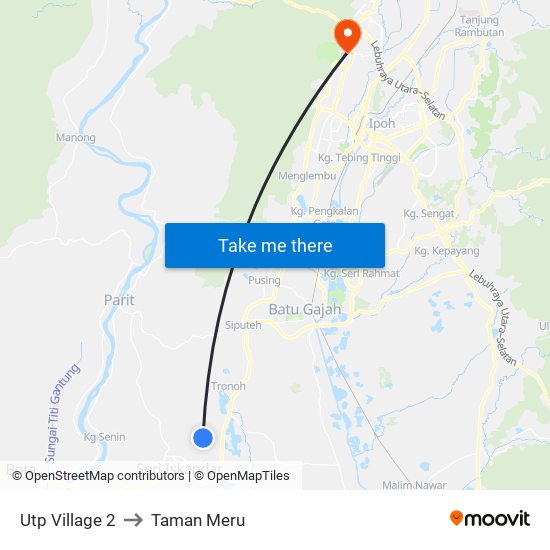 Utp Village 2 to Taman Meru map