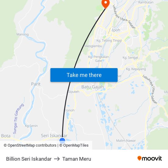 Billion Seri Iskandar to Taman Meru map