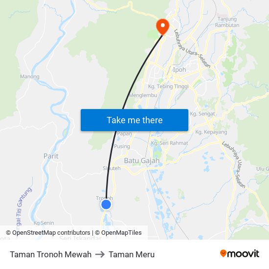 Taman Tronoh Mewah to Taman Meru map