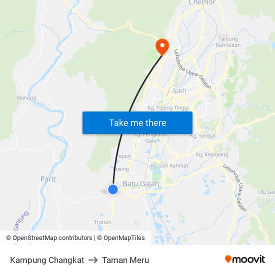 Kampung Changkat to Taman Meru map