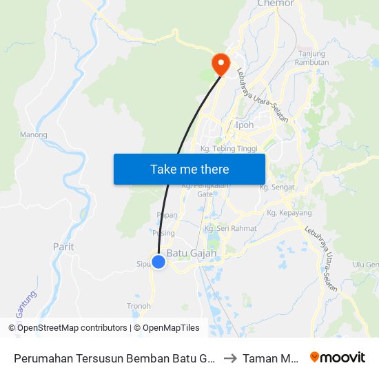 Perumahan Tersusun Bemban Batu Gajah to Taman Meru map