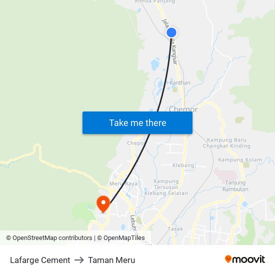 Lafarge Cement to Taman Meru map