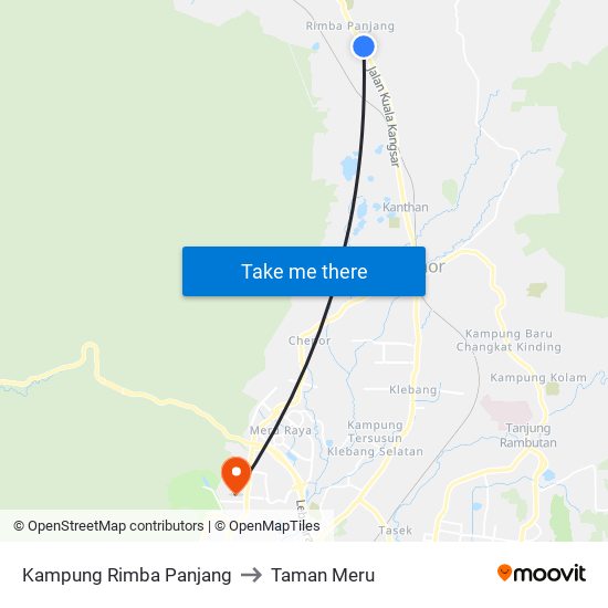 Kampung Rimba Panjang to Taman Meru map