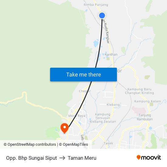 Opp. Bhp Sungai Siput to Taman Meru map