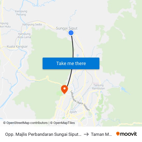 Opp. Majlis Perbandaran Sungai Siput (U) to Taman Meru map