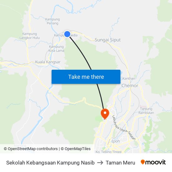 Sekolah Kebangsaan Kampung Nasib to Taman Meru map