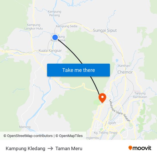 Kampung Kledang to Taman Meru map