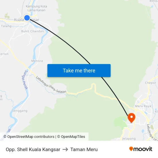Opp. Shell Kuala Kangsar to Taman Meru map
