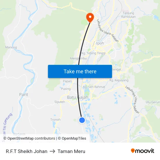 R.F.T Sheikh Johan to Taman Meru map
