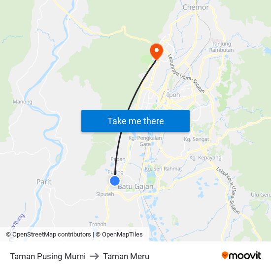 Taman Pusing Murni to Taman Meru map