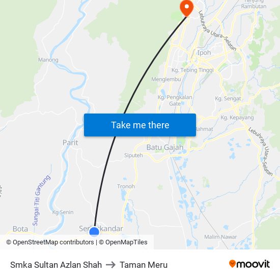 Smka Sultan Azlan Shah to Taman Meru map