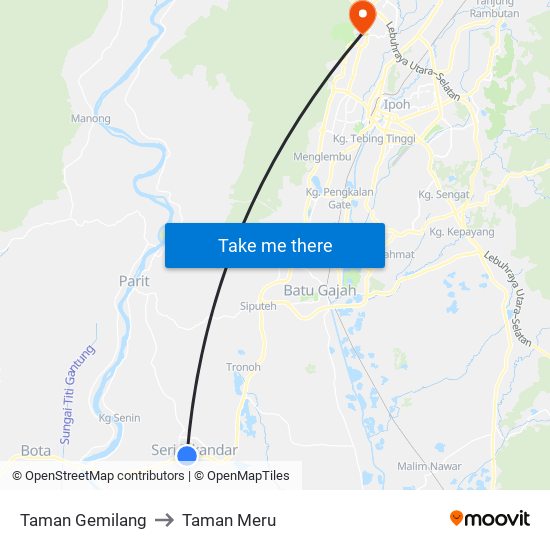 Taman Gemilang to Taman Meru map