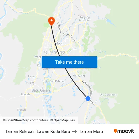 Taman Rekreasi Lawan Kuda Baru to Taman Meru map