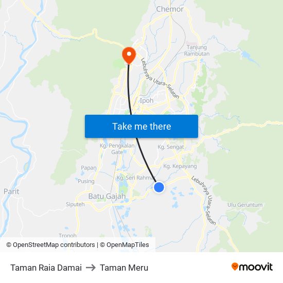 Taman Raia Damai to Taman Meru map