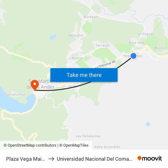 Plaza Vega Maipú to Universidad Nacional Del Comahue map