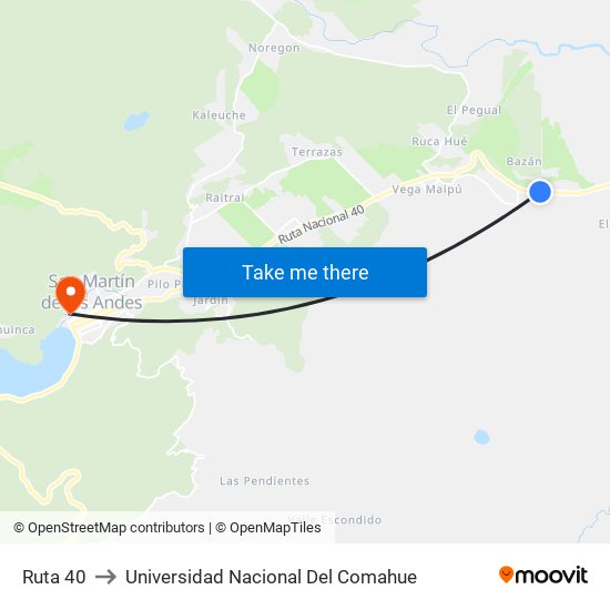 Ruta 40 to Universidad Nacional Del Comahue map