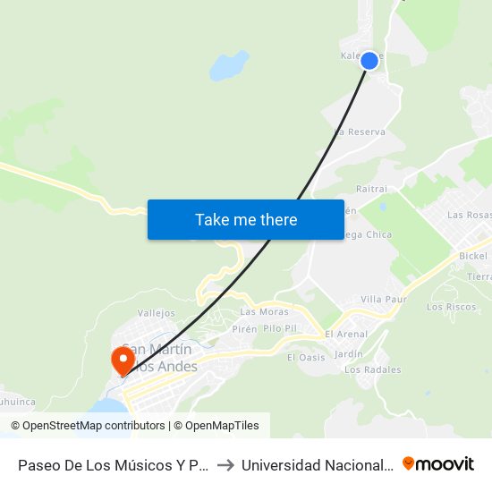 Paseo De Los Músicos Y Pappo Napolitano to Universidad Nacional Del Comahue map