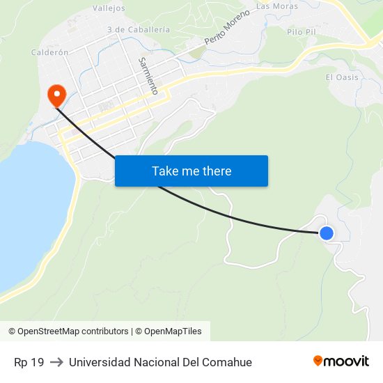 Rp 19 to Universidad Nacional Del Comahue map