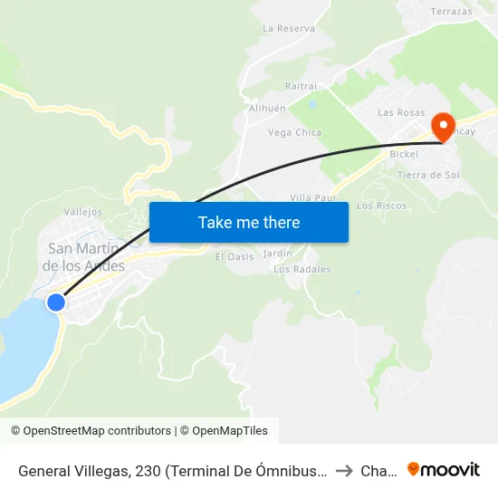 General Villegas, 230 (Terminal De Ómnibus De San Martín De Los Andes) to Chapelco map
