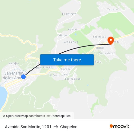 Avenida San Martín, 1201 to Chapelco map