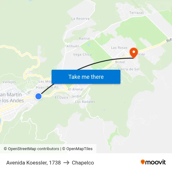 Avenida Koessler, 1738 to Chapelco map